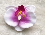 Orkide hårclips, hvid/lilla